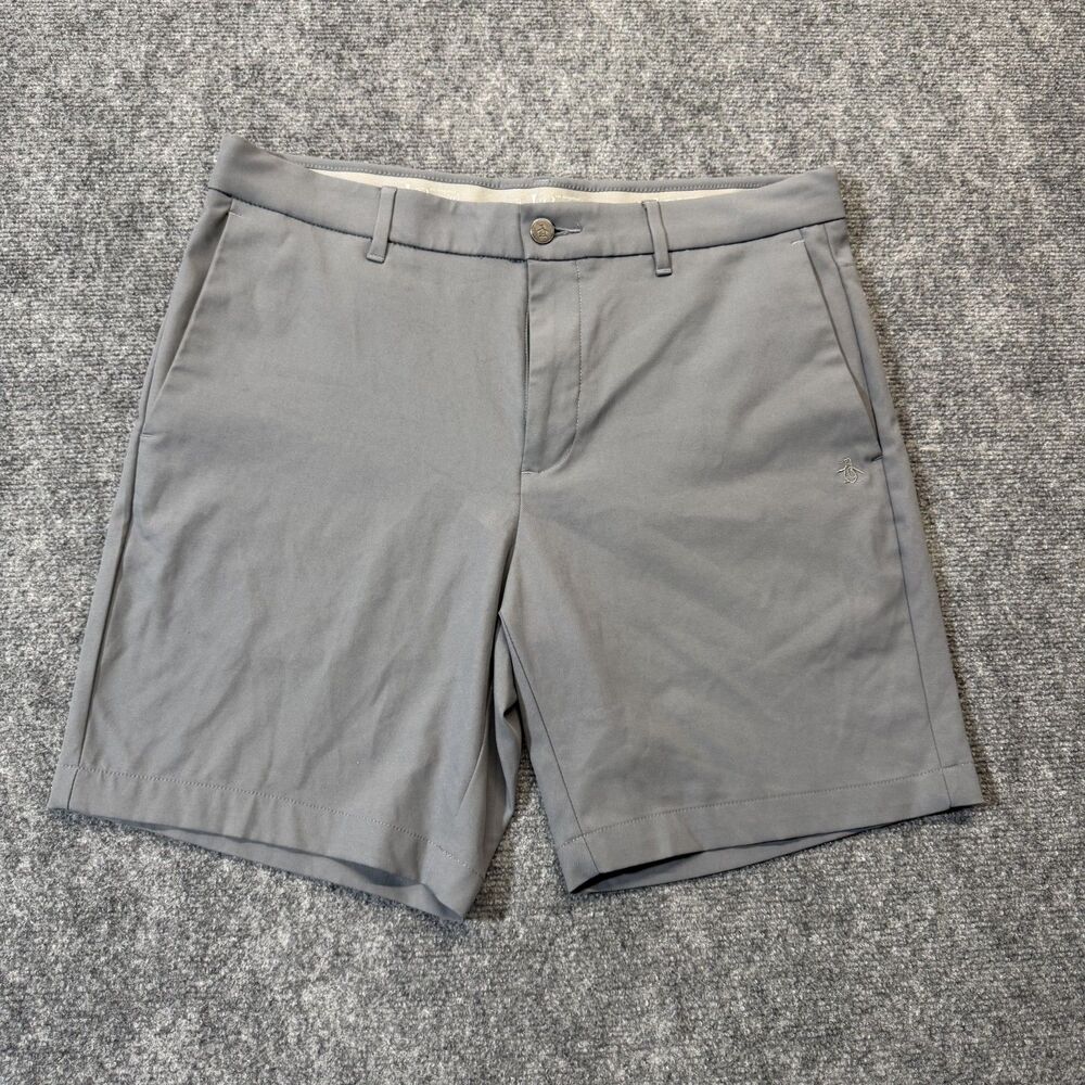 Original Penguin Mens 33 Gray Performance Golf Shorts Stretch Flat Front